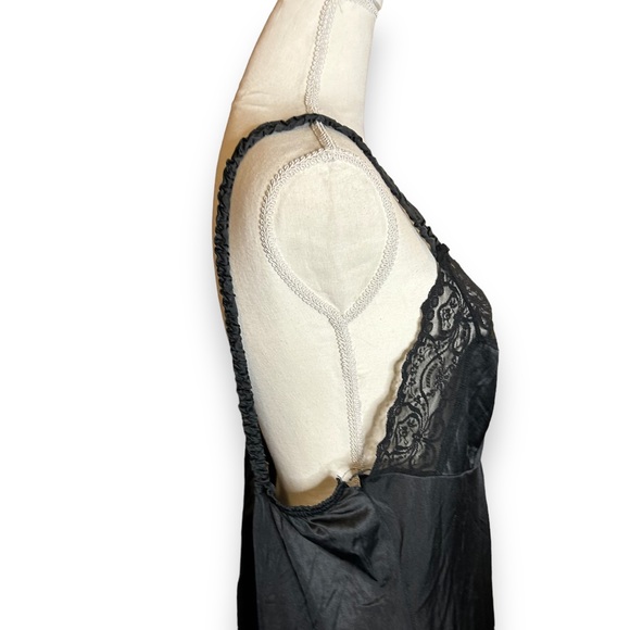 Vintage 1980s Black Lace Plus Size Maxi Split Front Slip Dress Size 3X - Picture 6 of 8